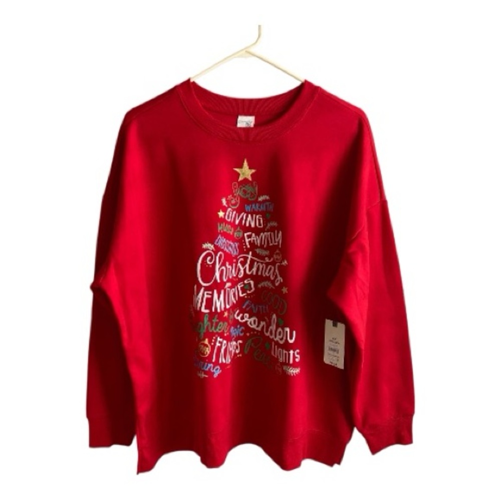 Red Holiday Christmas Tree Sweatshirt Size 1X